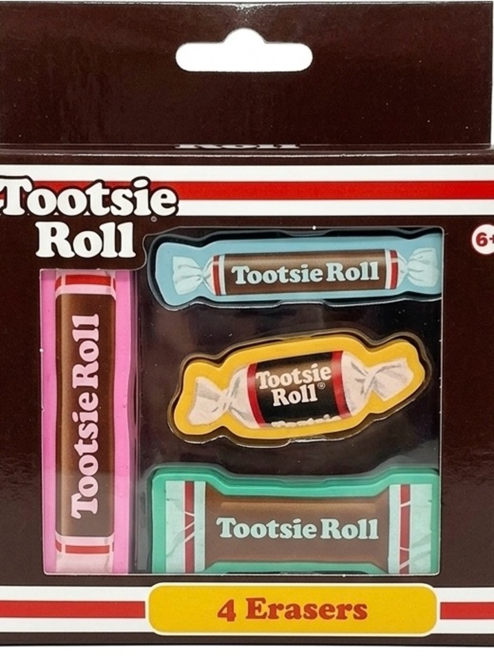 Tootsie Roll Candy Eraser Set - Pink, Blue, Yellow, Teal